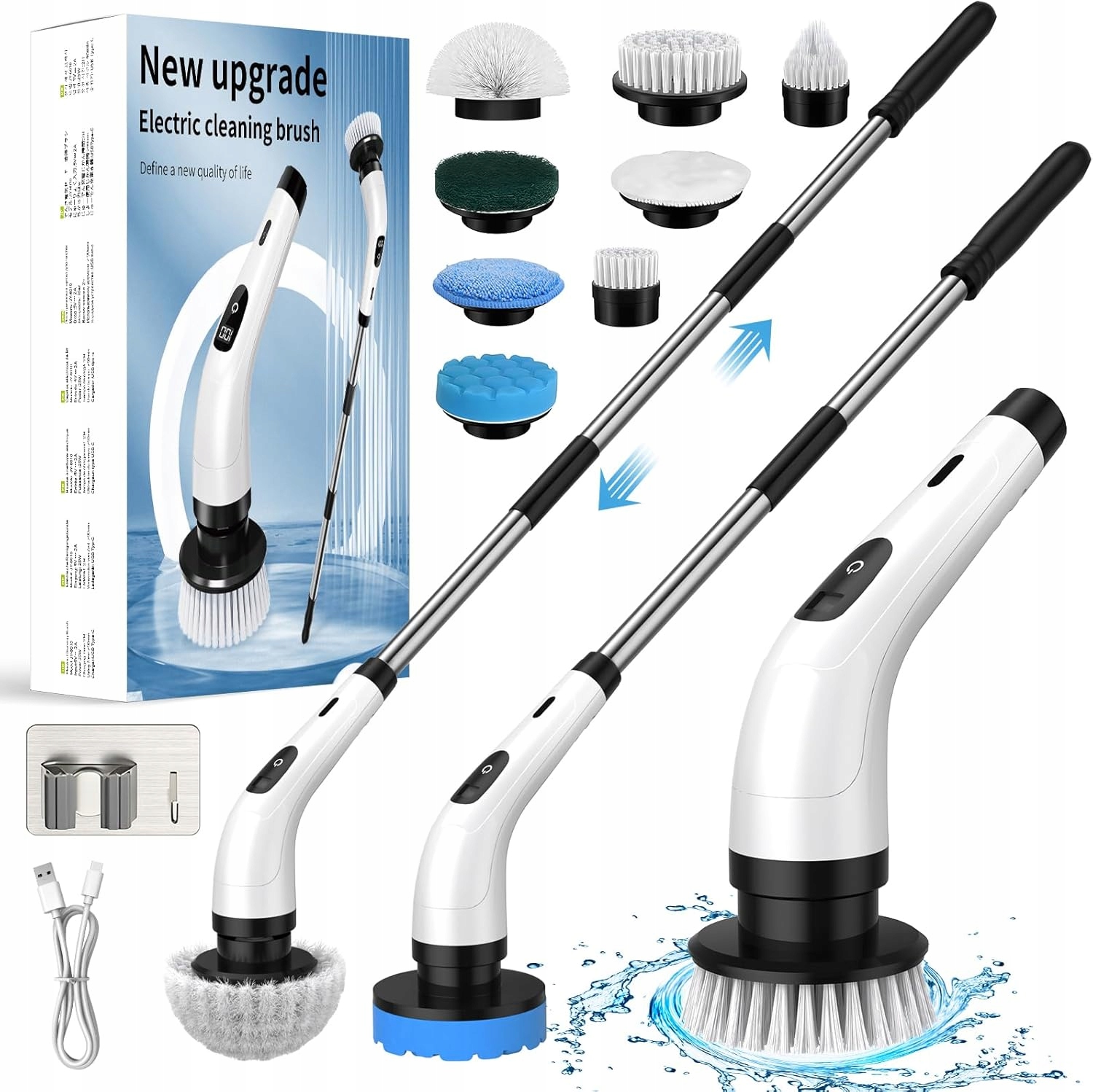 9V1 Bezdrátový Elektrický Rotační Čisticí Kartáč Mop 2000 mAh