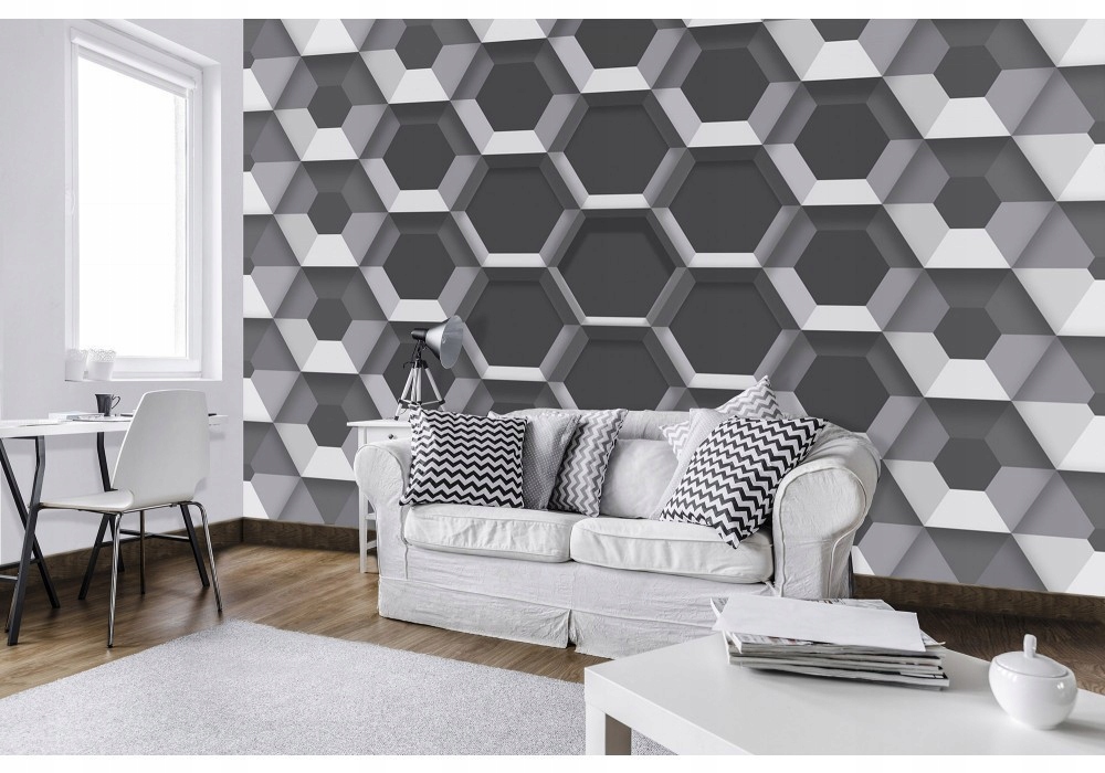 Fototapeta vlies Šesťuholníky 3D Šedá Gradient Geometria 416x254 lepidlo