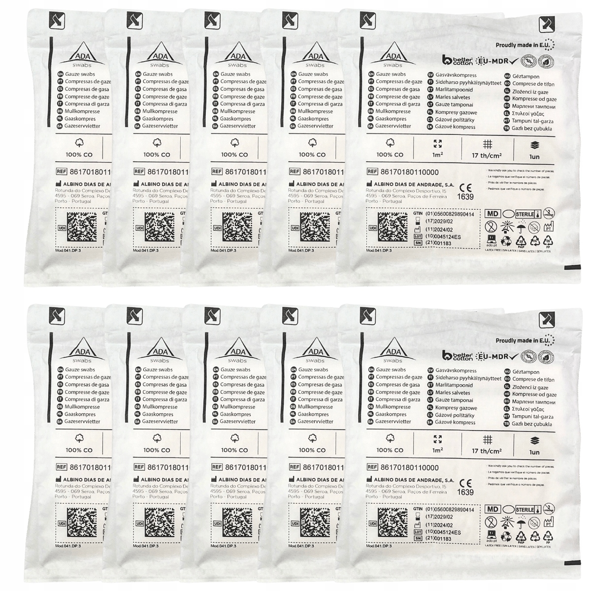 GAZA OPATRUNKOWA STERYLNA JAŁOWA 1M2 17NITKOWA 10SZT!