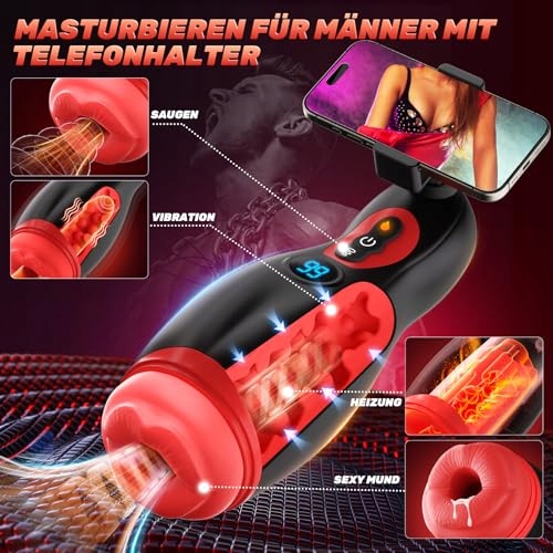 APPSTEUERUNG 6w1 Masturbator Dla Mężczyzn Realistyczny Ustnik 9 Trybów — miniatura 2
