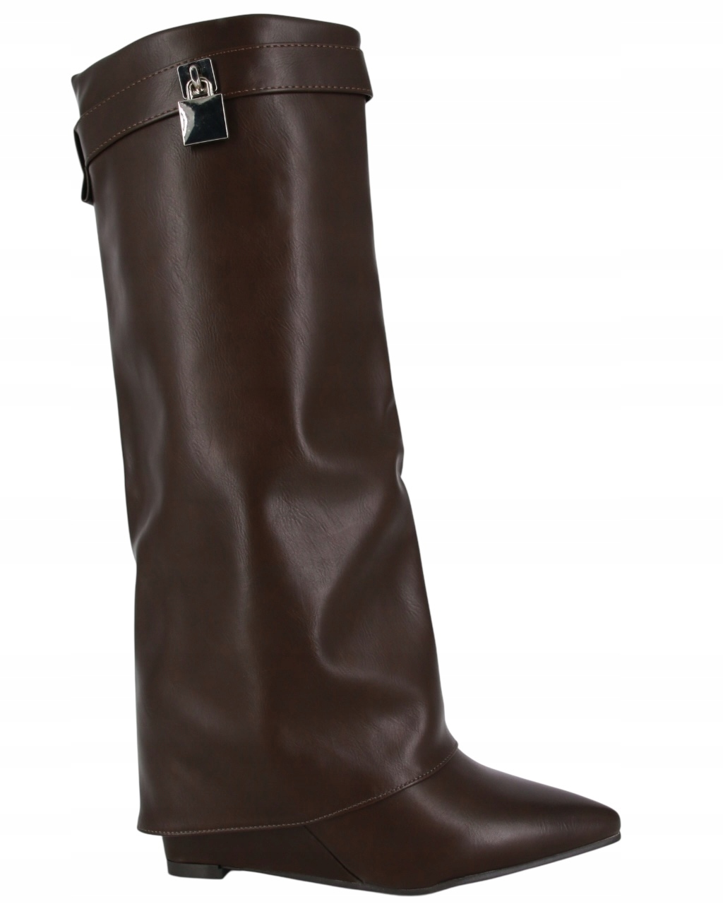 Kozačky Na Kotníkovém Podpatku 8,5 CM S Vyhrnutým Svrškem, Hnědé Čokoláda 38