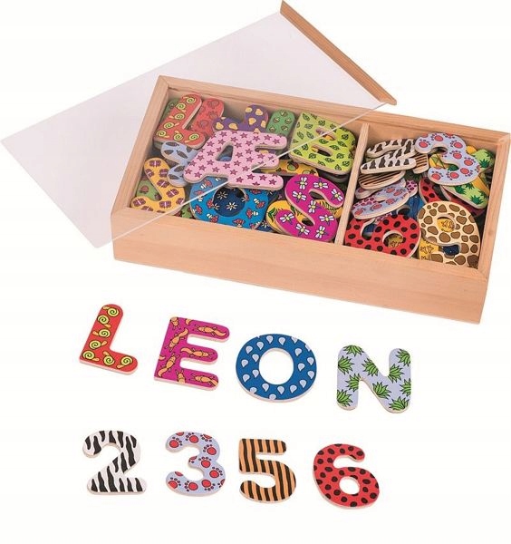 

Magnetyczne Literki i Cyferki drewniane 88 el Goki