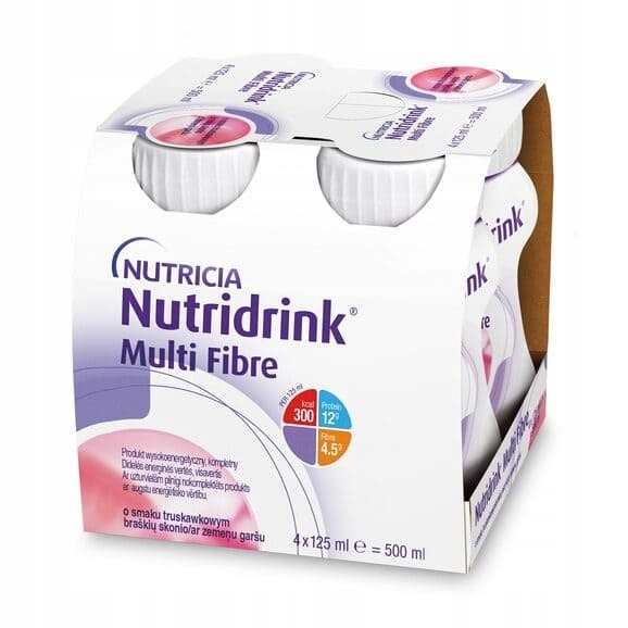 Nutridrink Multi Fibre jahodový 4 x 125 ml