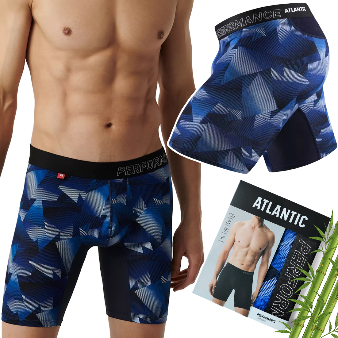 Pánské sportovní boxerky Bambusové s dlouhými nohavicemi Atlantic 1202 XL