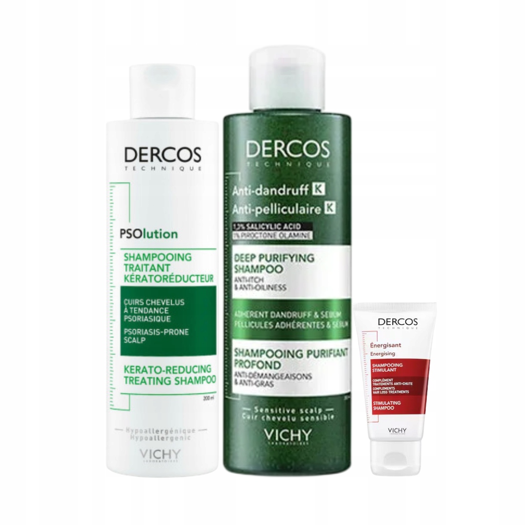 Zestaw szampon do włosów Vichy Dercos keratoliczny i głęboko oczyszczający
