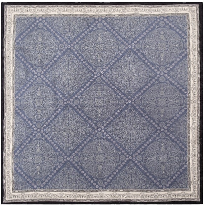 Šála Hedvábná šála 100% hedvábí 65 x 65 cm Modrá s ornamentem