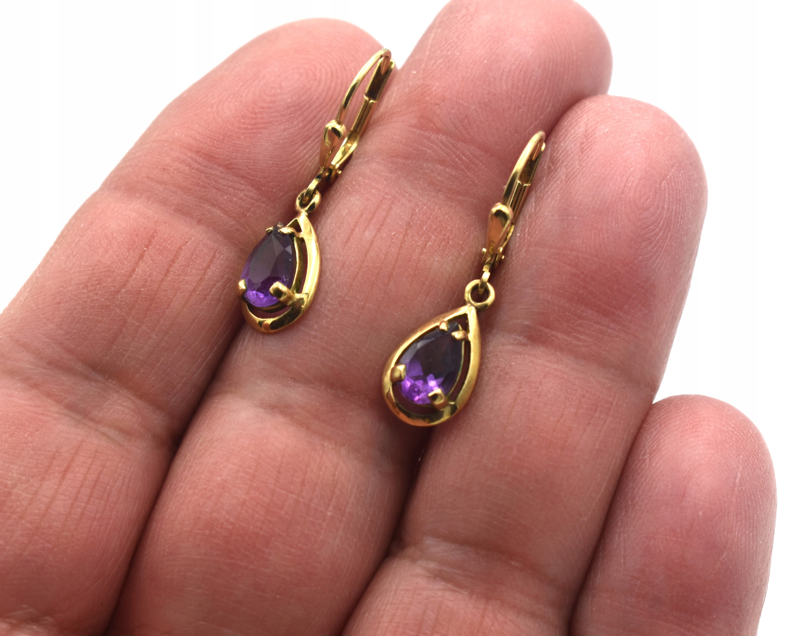 ZŁOTE KOLCZYKI Z AMETYSTAMI