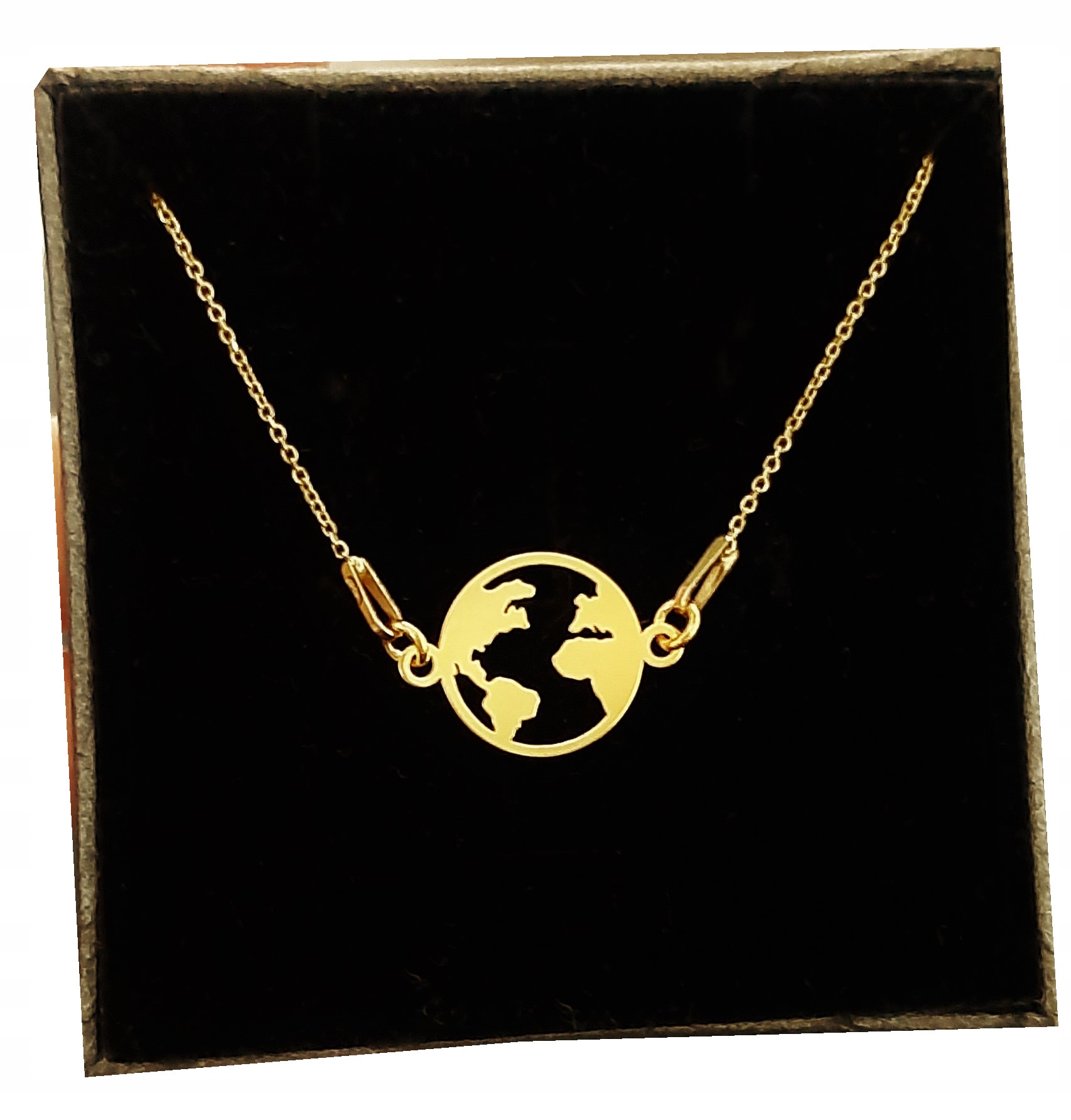 

Złoty naszyjnik kula ziemska ziemia srebro złocone