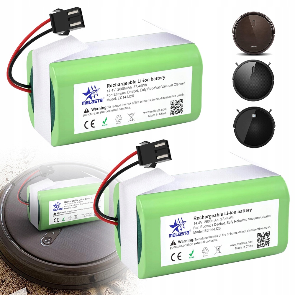 2 X Náhradní Baterie Kompatibilní S Vysavači, Náhradní Baterie 2600 Mah