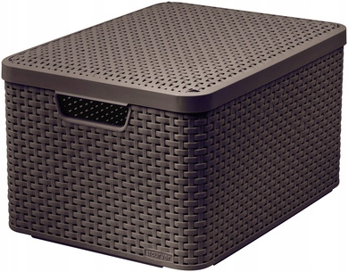 

Curver Koszyk Rattan Style L Z Pokrywą Brąz Ciemny