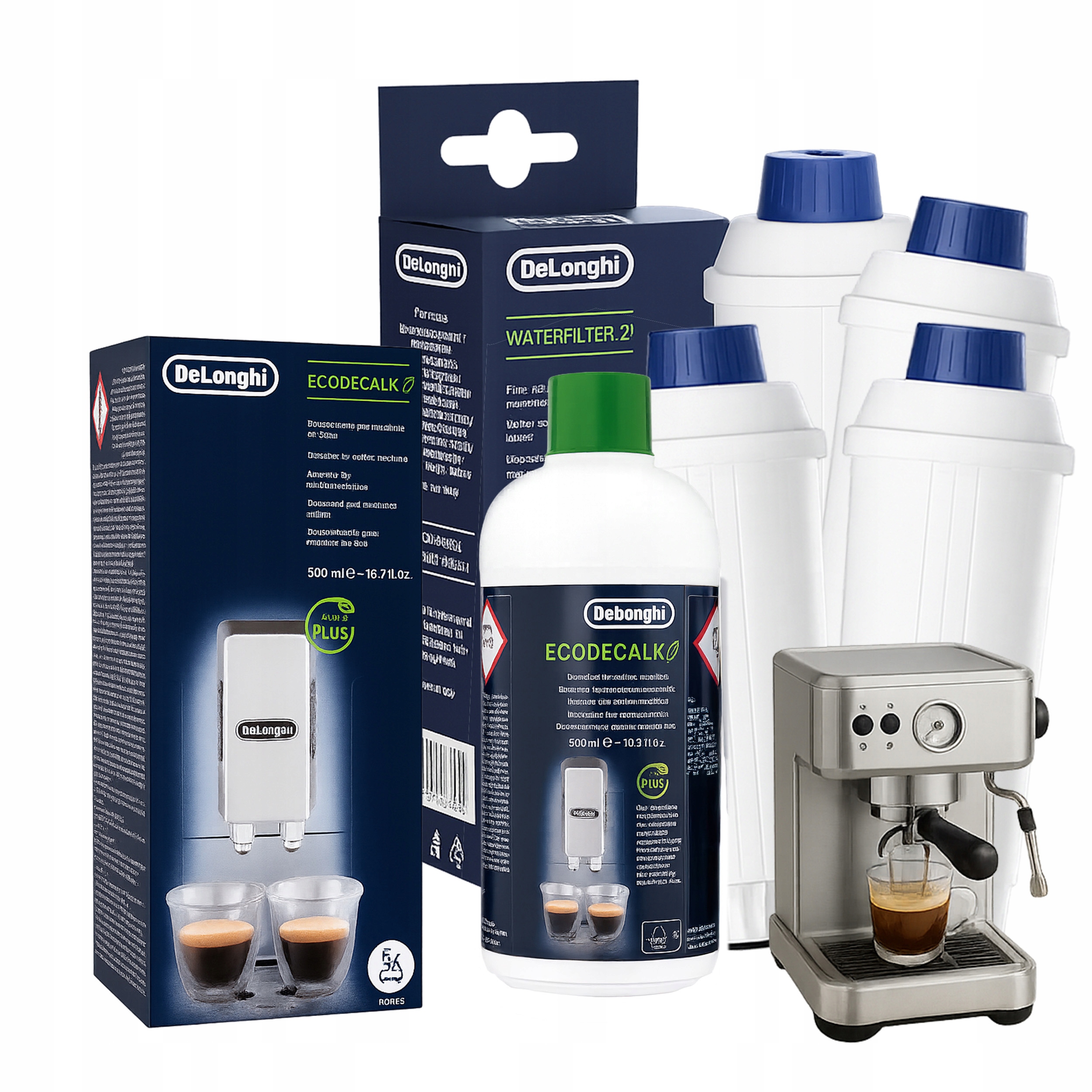 Sada pro De Longhi 4 kusy Filtry na vodu 1 kus Odvápňovač vody