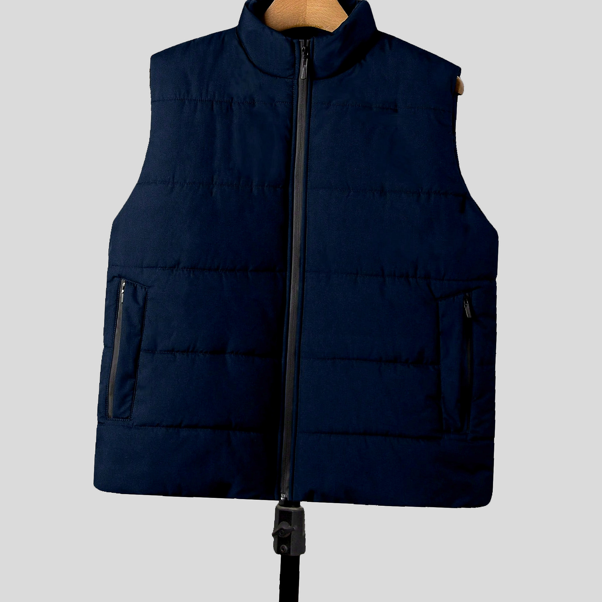 Pánská Vesta Péřová prošívaná Se Stojáčkem Tmavě modrá Casual Shein 4XL