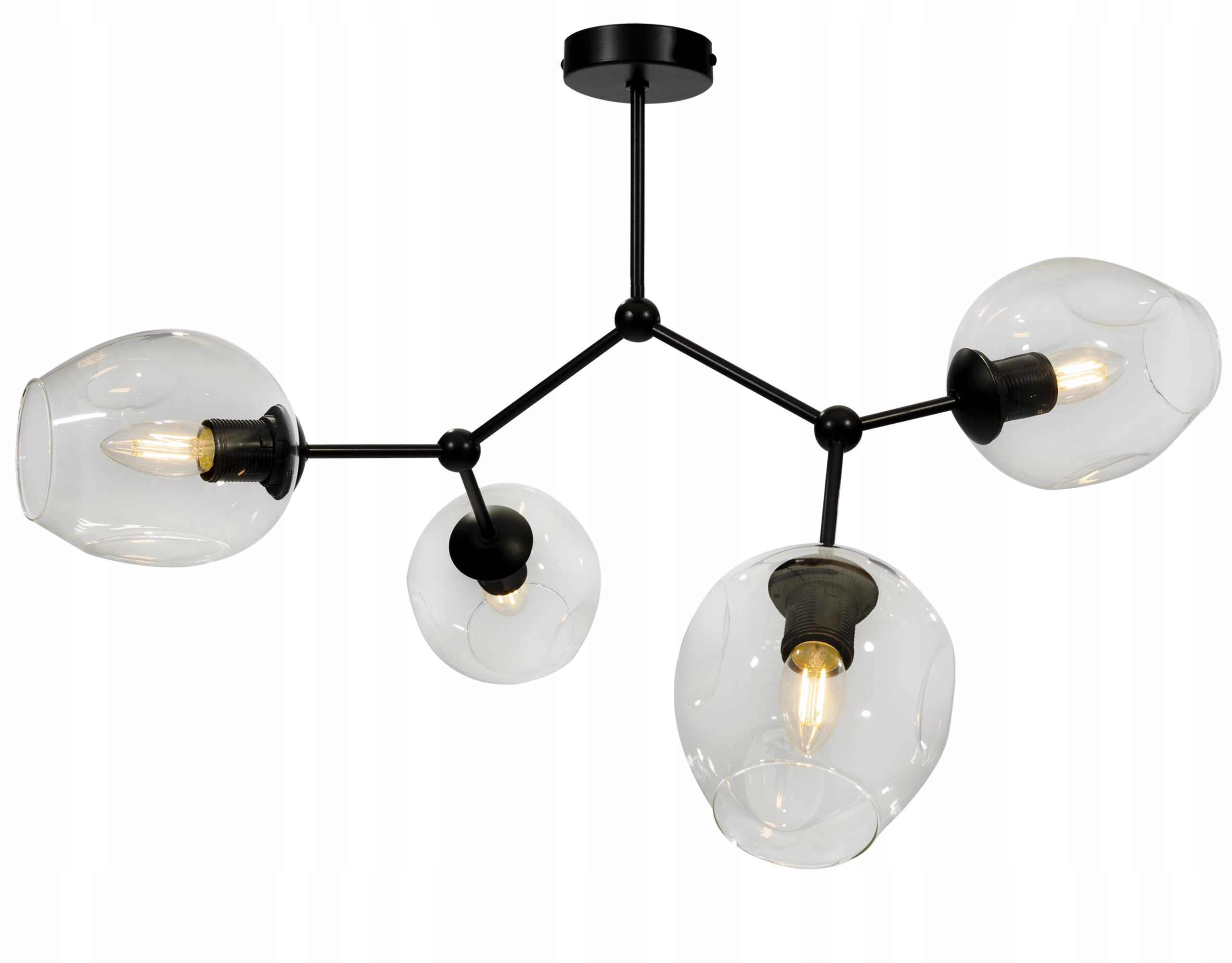 Stropná Závesná Lampa Luster Nad Stôl Ostrovček Sklenené Bezfarebné Tienidlá