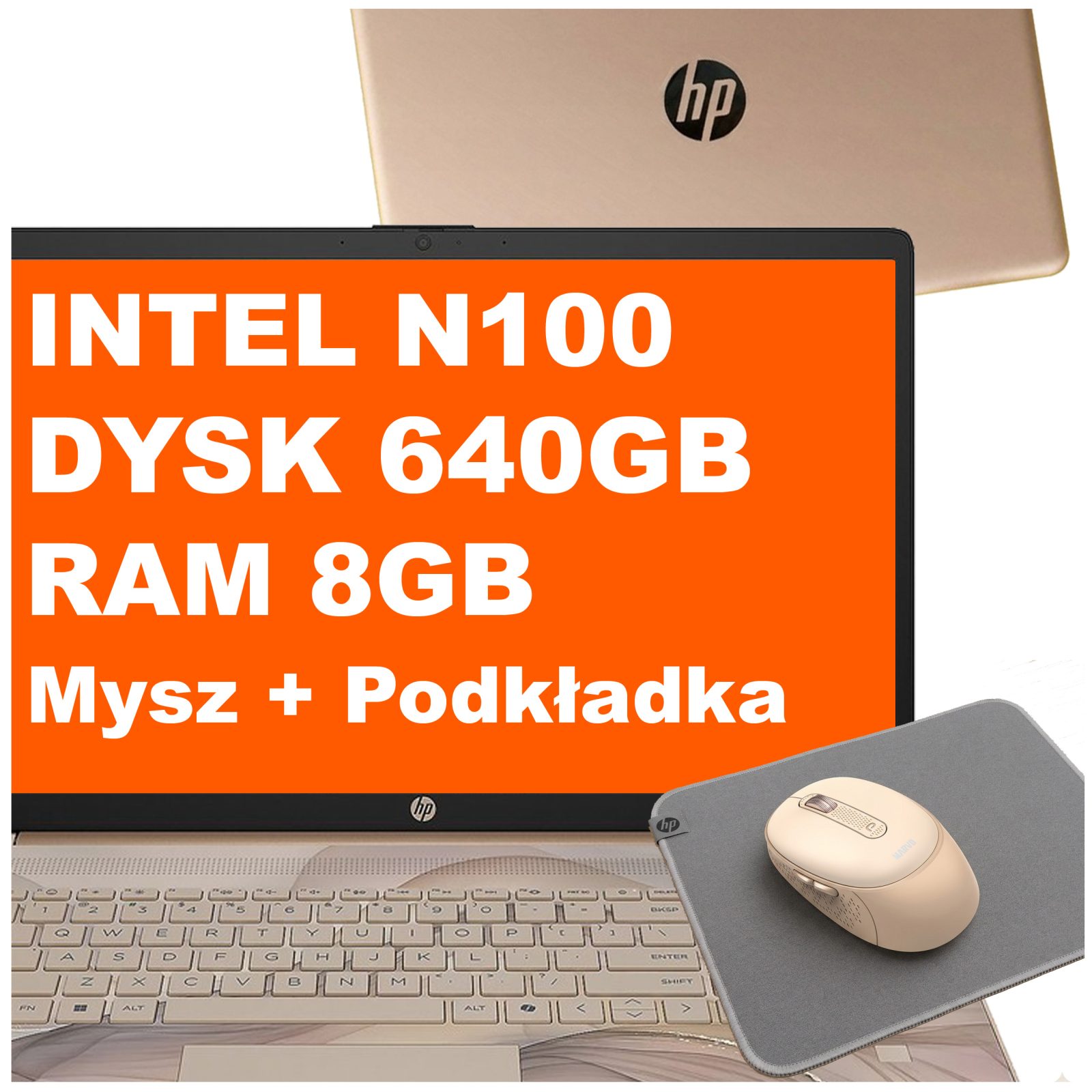 Laptop Hp 17-cn N100 8GB 640GB Intel Uhd Hd+ W11 Chai Latte Mysz Podkładka