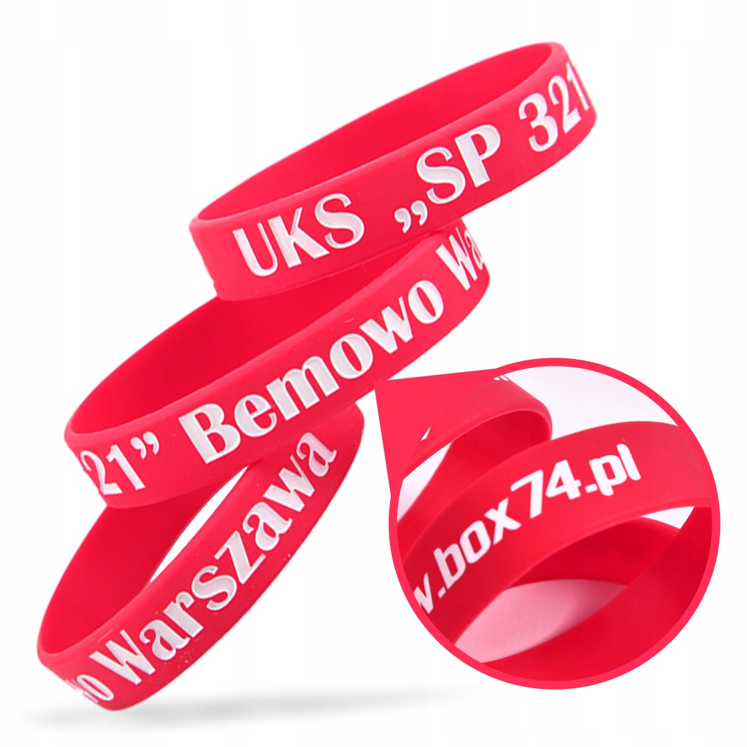 OPASKI SILIKONOWE REKLAMOWE Z NADRUKIEM WŁASNE LOGO TEKST KOLOR DO WYBORU Liczba sztuk w ofercie 100