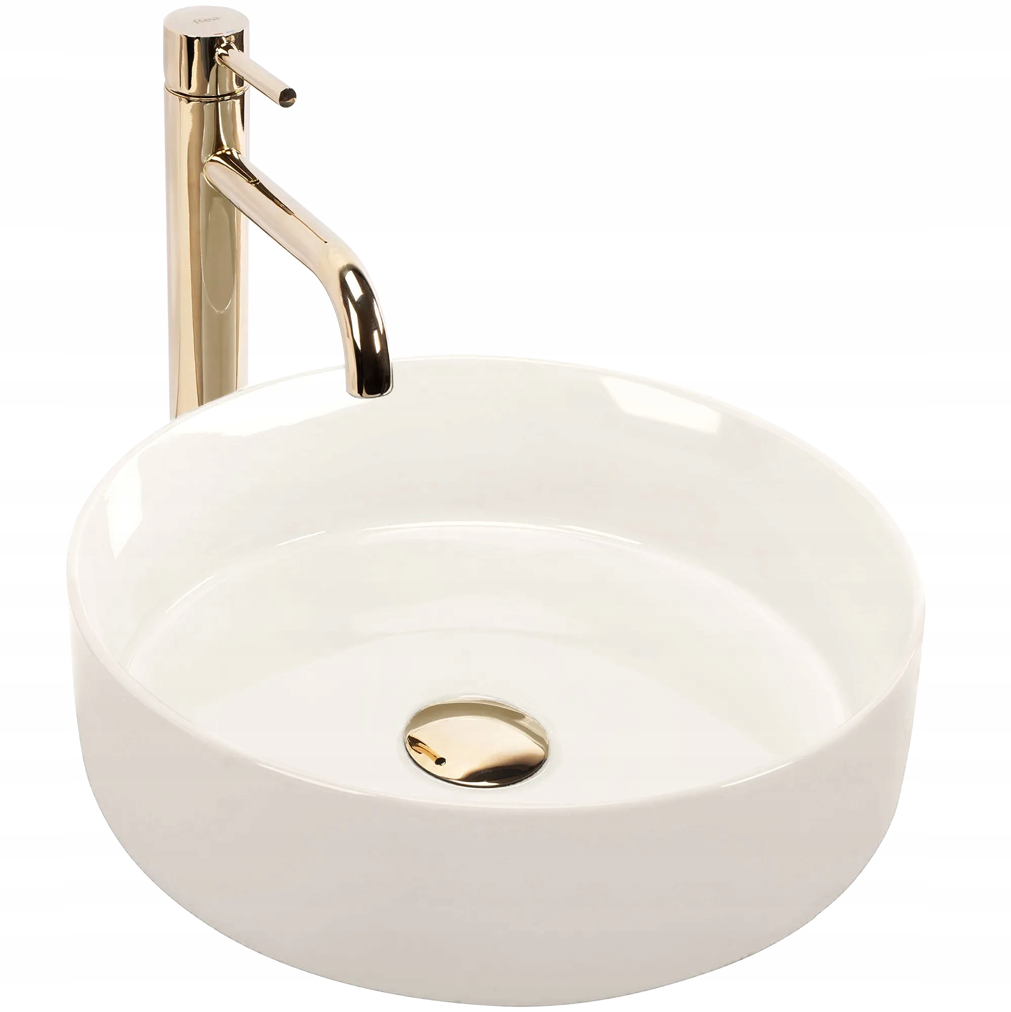 Umyvadlo Na Desku Kulaté Rea Sami Ecru Creme Keramický Lesk 36x36 cm