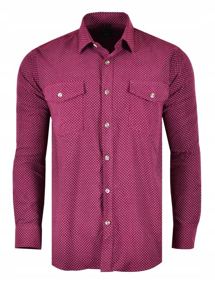 

50/51 Koszula Sztruksowa Wzory Bordowa Duża