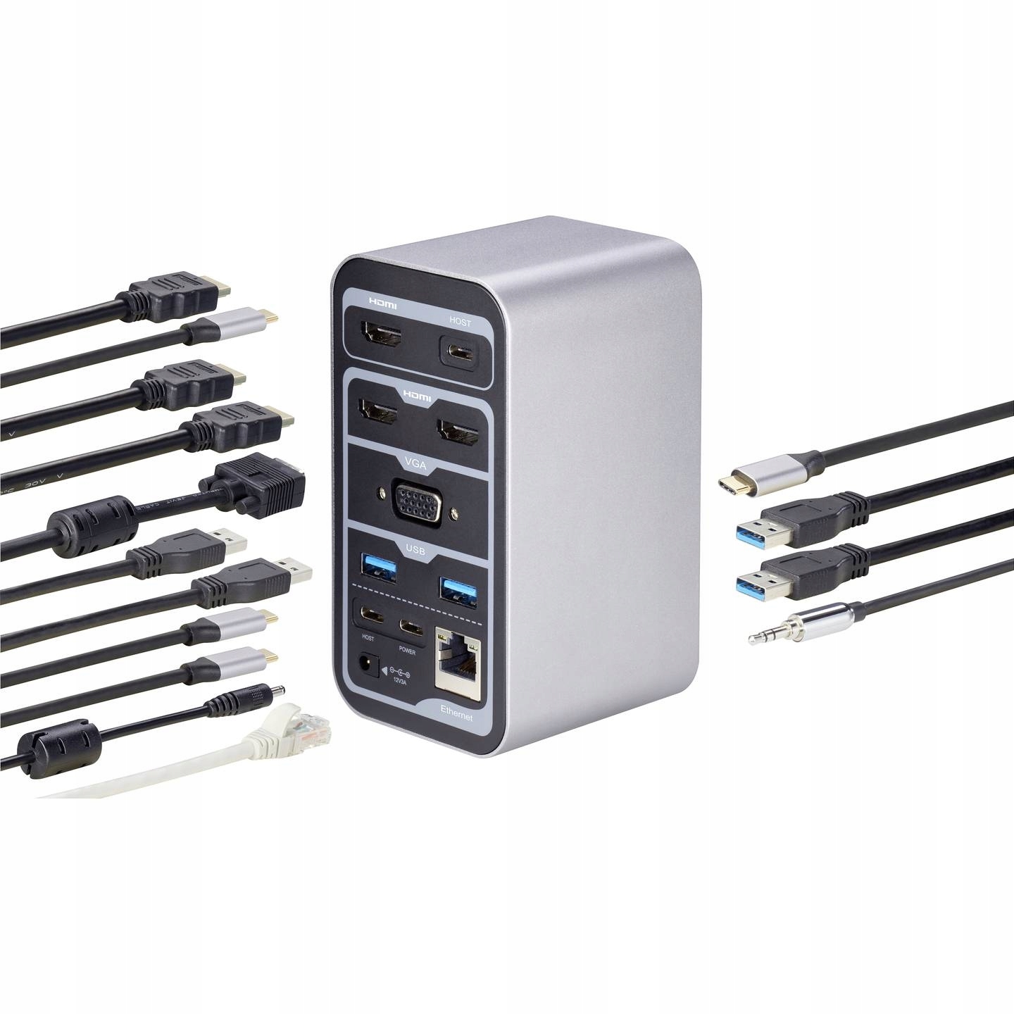 Stacja dokująca USB C HUB ADAPTER RJ45 Przejściówka HDMI do 4 monitorów Kod producenta RF-4499452