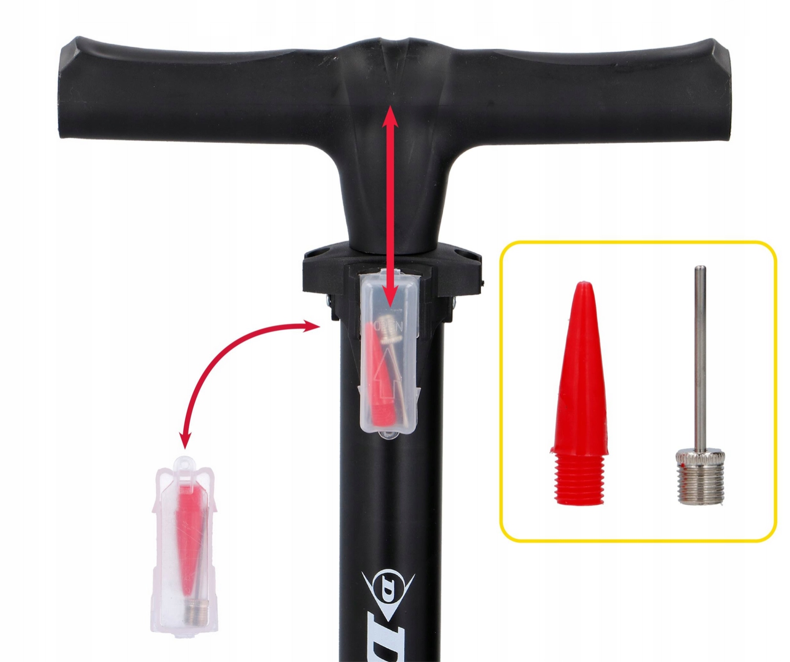 POMPKA ROWEROWA z MANOMETREM do Roweru Podłogowa SAMOCHODOWA DUNLOP Kolor dominujący czarny