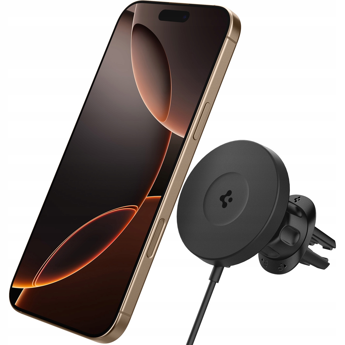 Držák do auta na mřížku ventilace, Spigen ITQ12W pro MagSafe na telefon