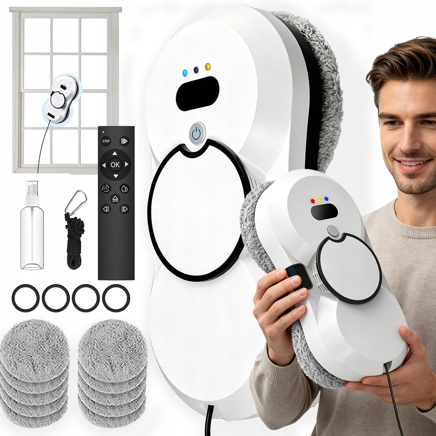Robot Na Mytí Oken A Zrcadel, Automatická Myčka, 3 Režimy 90 W 5600PA
