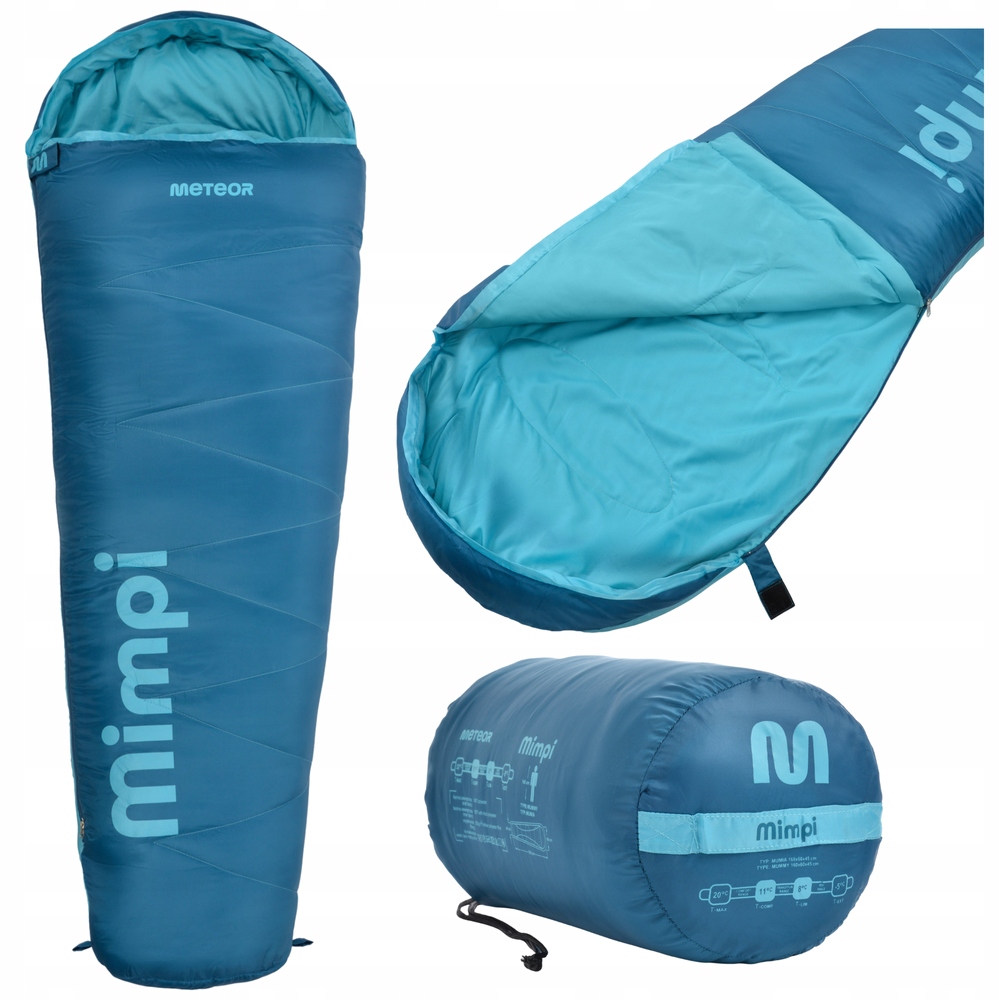 Śpiwór Turystyczny Kempingowy Dla Chłopca Ciepły Mumia 160x60 cm Meteor