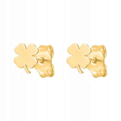 Náušnice ze zlata 585 čtyřlístků, ploché a lesklé jako dárek pro maminku