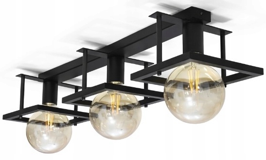 Loftová stropná lampa 3xE27 čierna – moderný dizajn