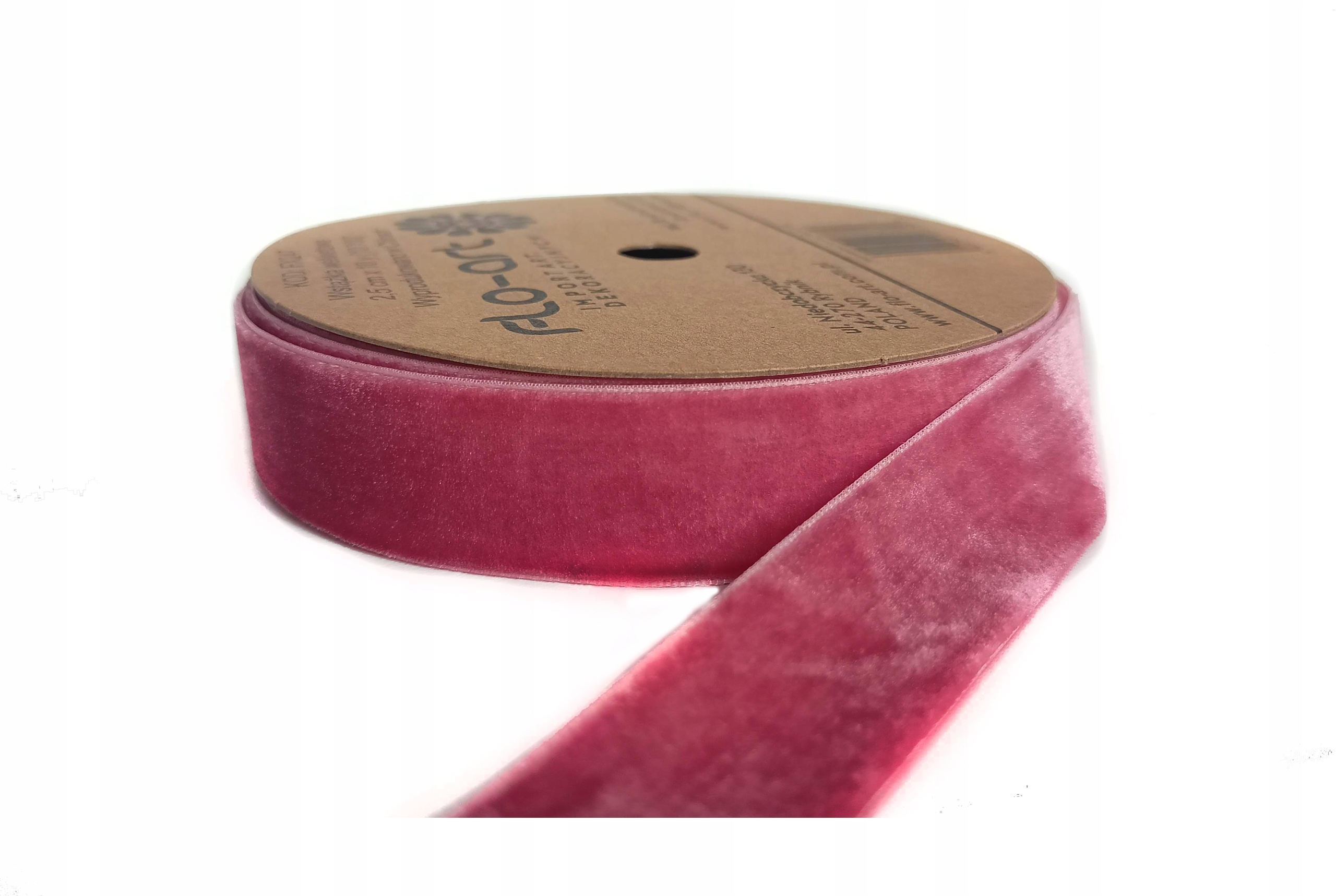 WSTĄŻKA PUDROWY RÓŻ WELUROWA AKSAMITNA