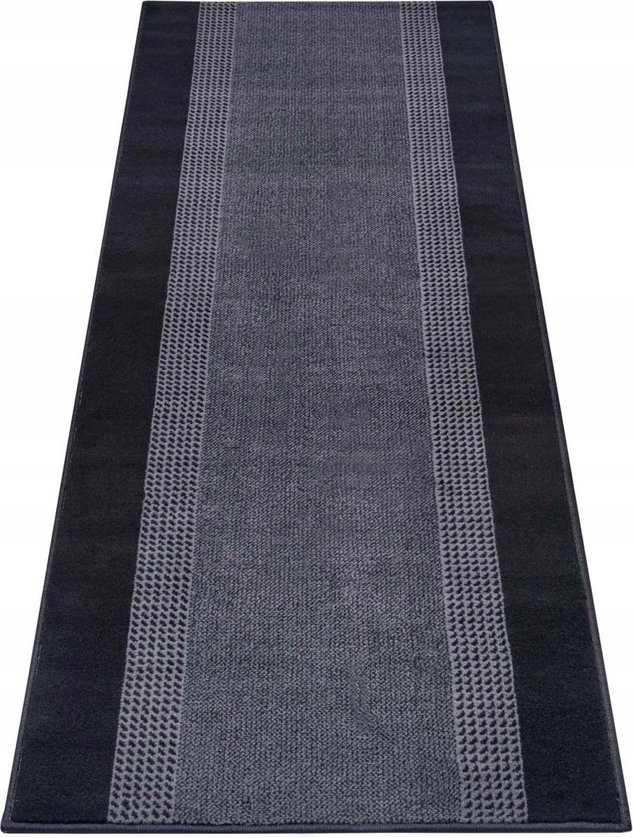 Koberec Běhoun 80x450 cm do chodby-předsíně, moderní, černo šedý