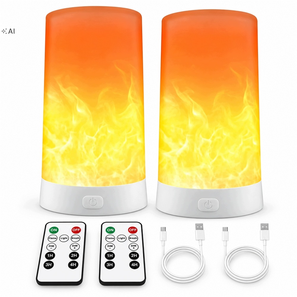 Led Lampa S Efektem Plamene 2 Ks S Dálkovým Ovladačem, Teplá Barva, Mihotající Světlo