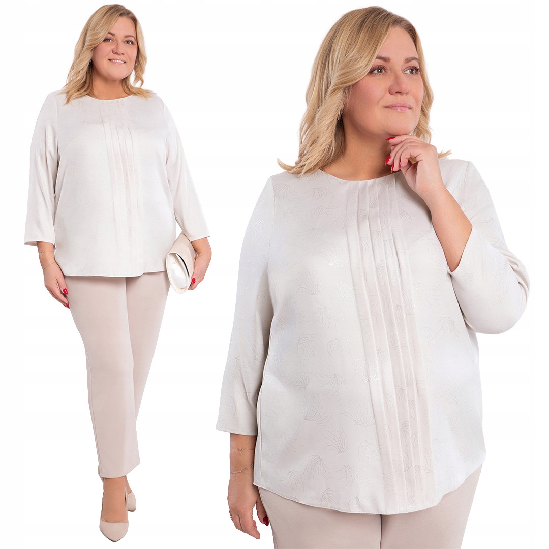 Béžová stříbrná halenka s vzorem 48