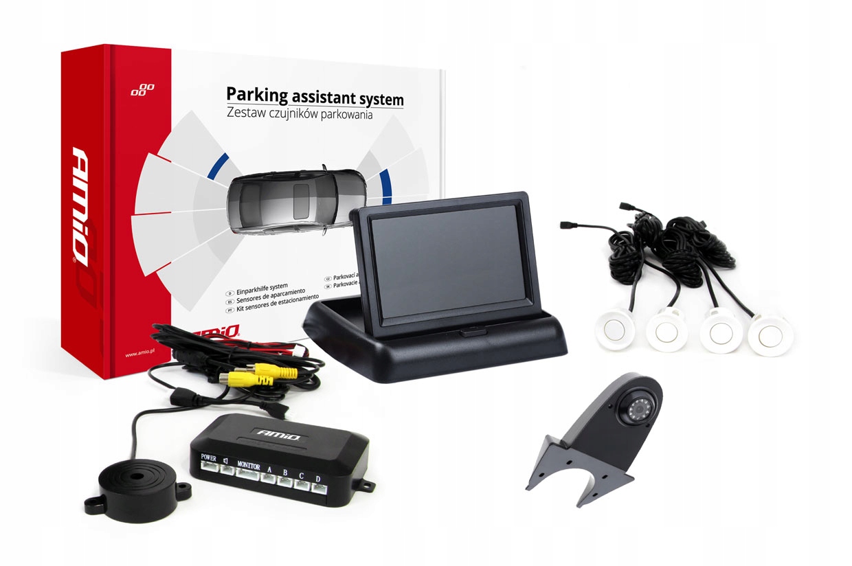 Parkovací senzory s kamerou, 4 bílé senzory