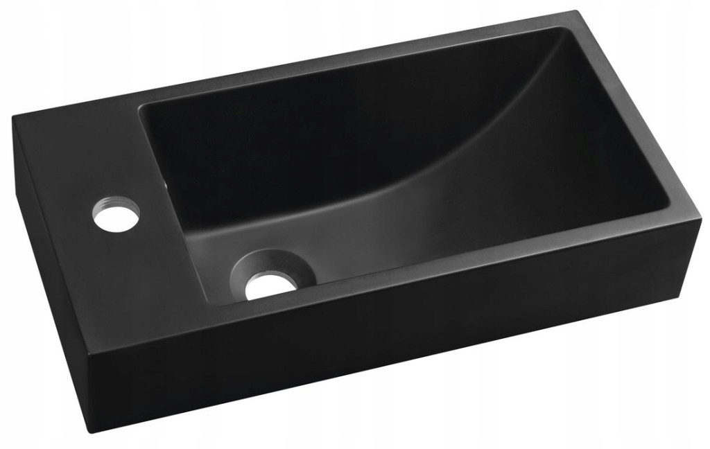 Ariana umývadlo, liaty mramor, 50x25cm, batéria vľavo, čierna mat (SM012B) P