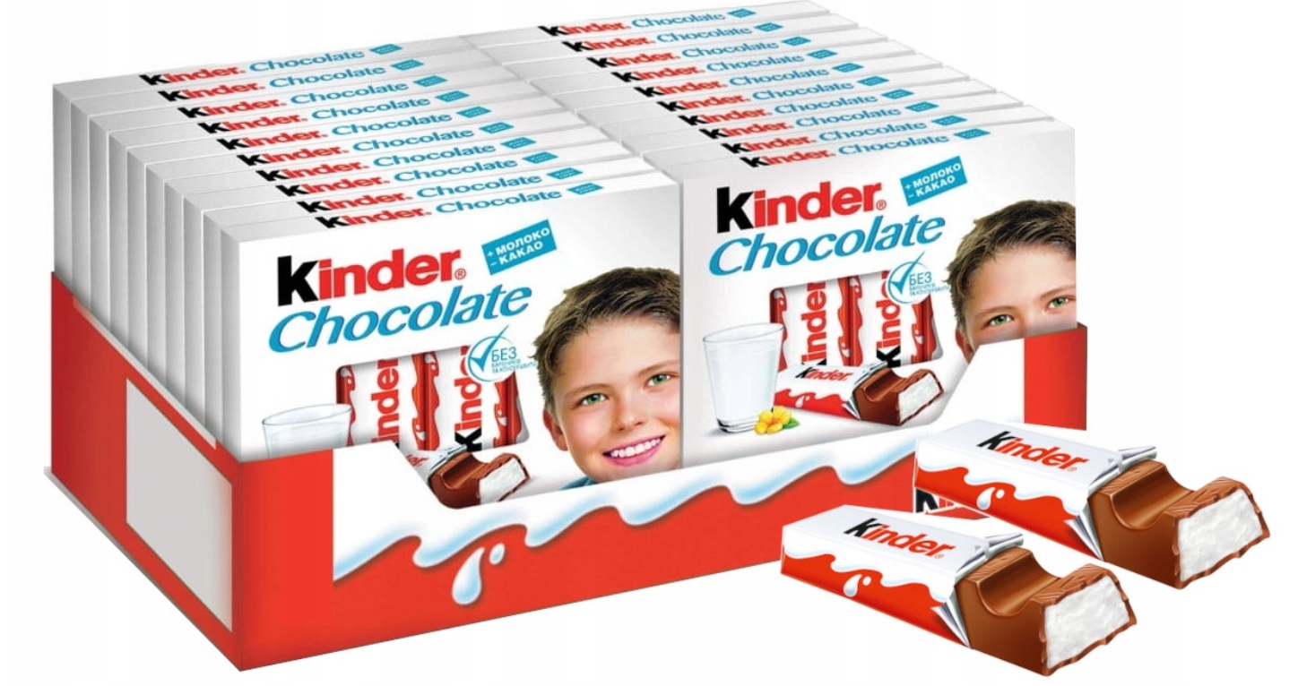 Levně Kinder čokoládové tyčinky s mléčnou Čokoláda a náplní 50g x 20 ks