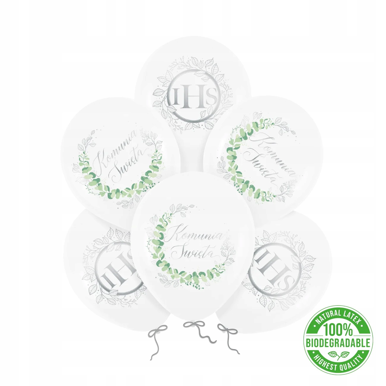 

Komunia Święta Balony gumowe Ihs listki 6szt. 30cm
