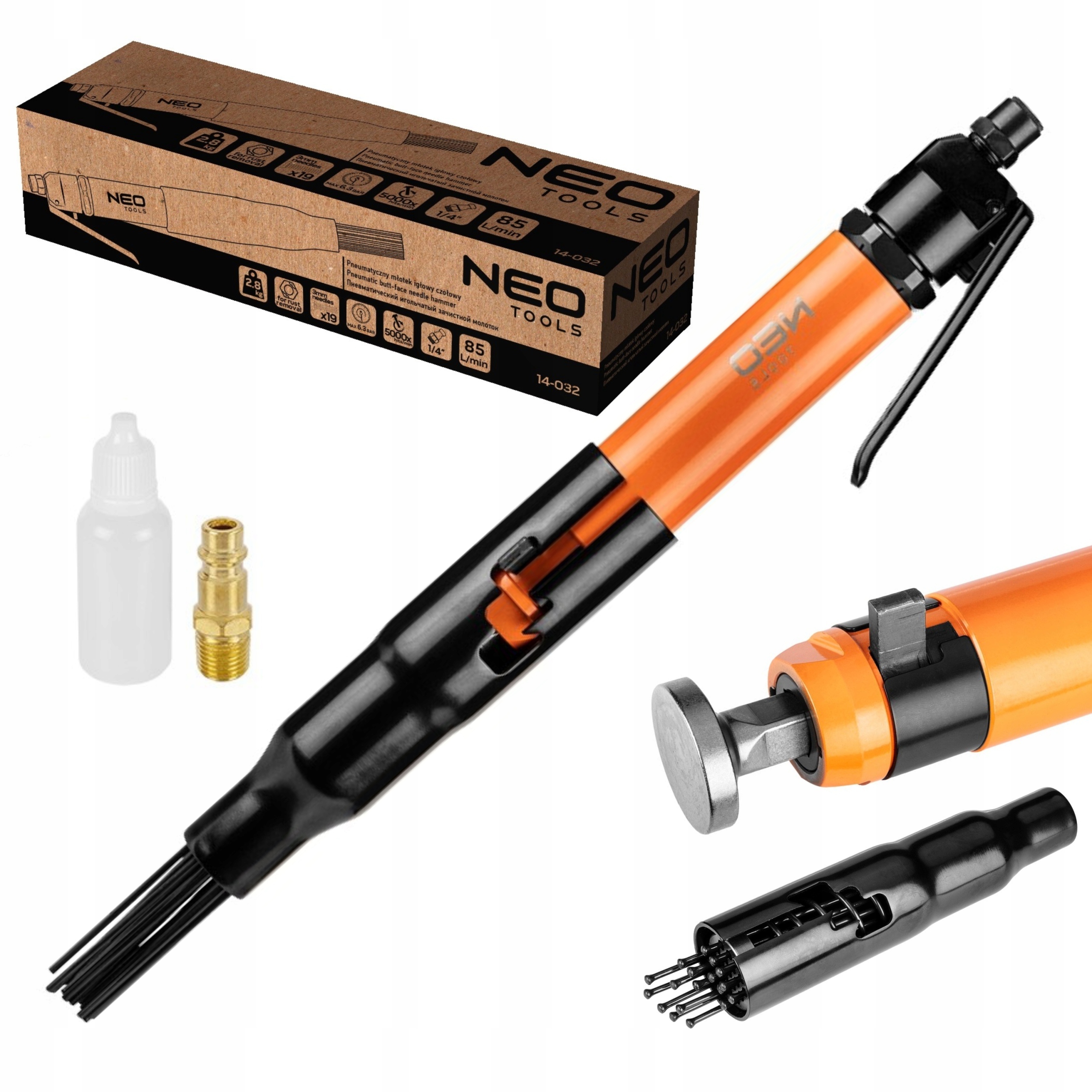 NEO 14-032 игольчатый молоток для ржавчины и сращивания 19X3 мм