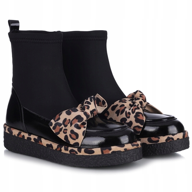 Dámské kotníkové boty Bombonella 8T P226 ANKA-84 Siyah Rugan Leopard Kůže VEL.40