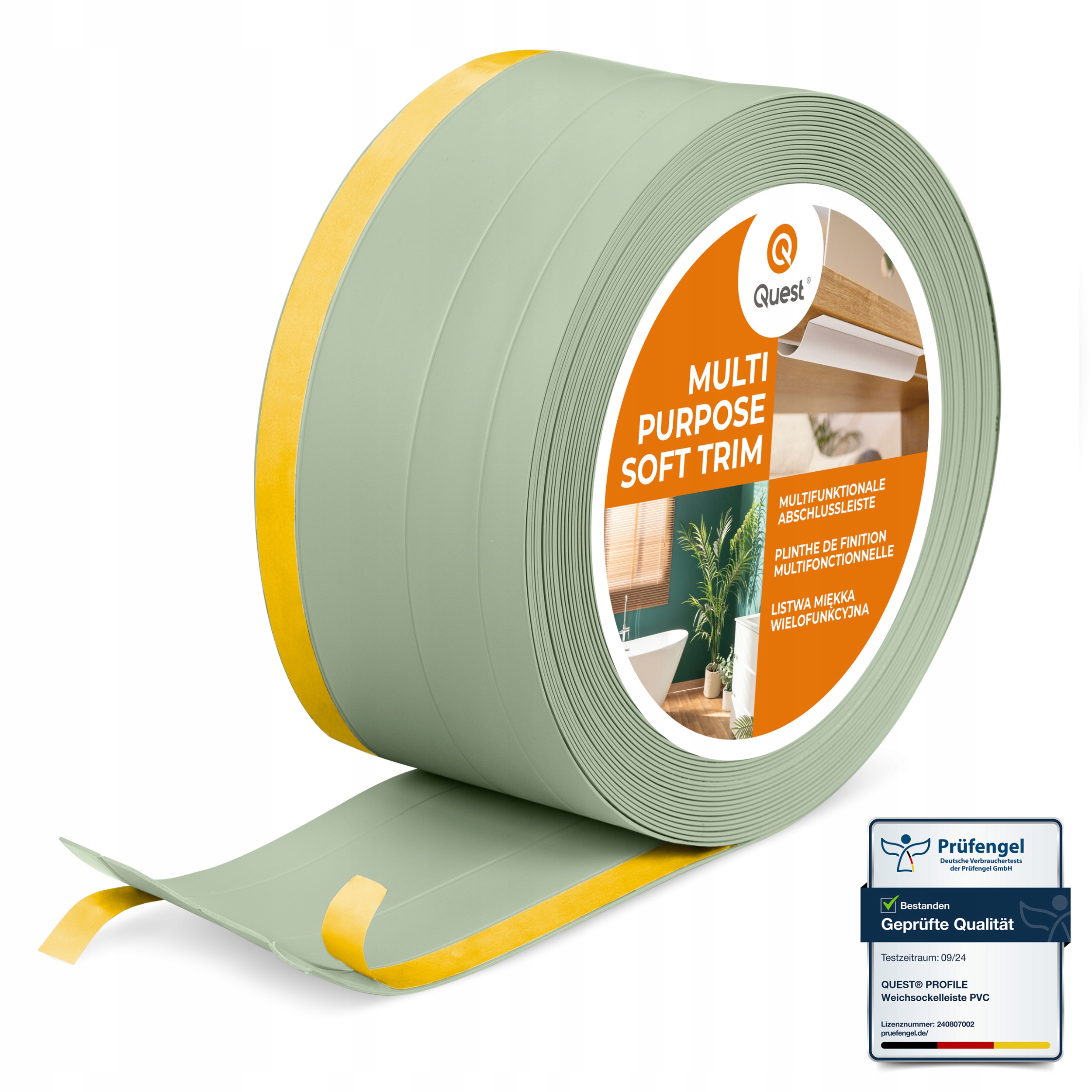 Pvc dokončovacia lišta 4v1 samolepiaca, svetlozelená 120 mm, 20 m, W2