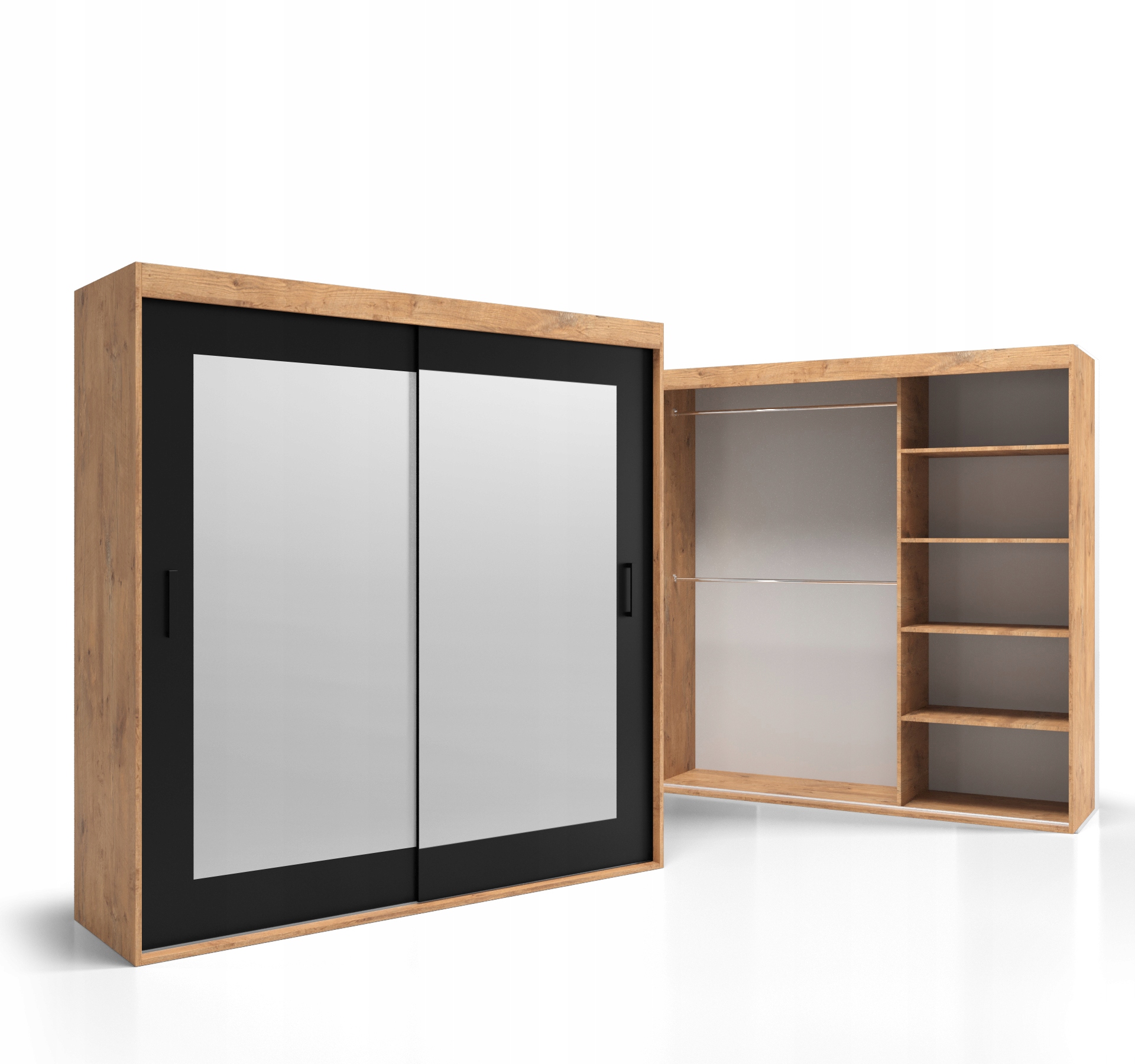 Skříň Posuvná 18 mm Zrcadlo 140 VSZ104 O-sofa Šatní skříň 2-dveřová 140x205