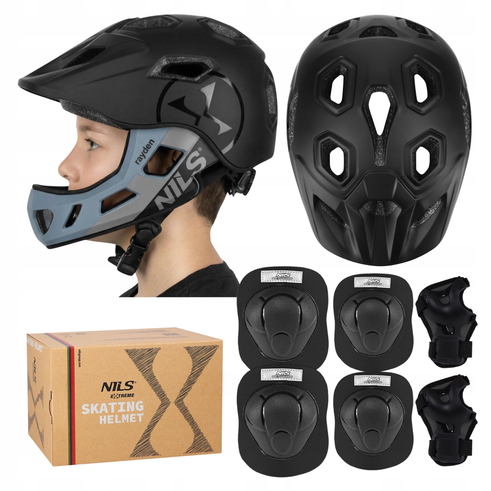 Kask Rowerowy In-mold Regulowany Nils Full Face 52-56 cm Ochraniacze S