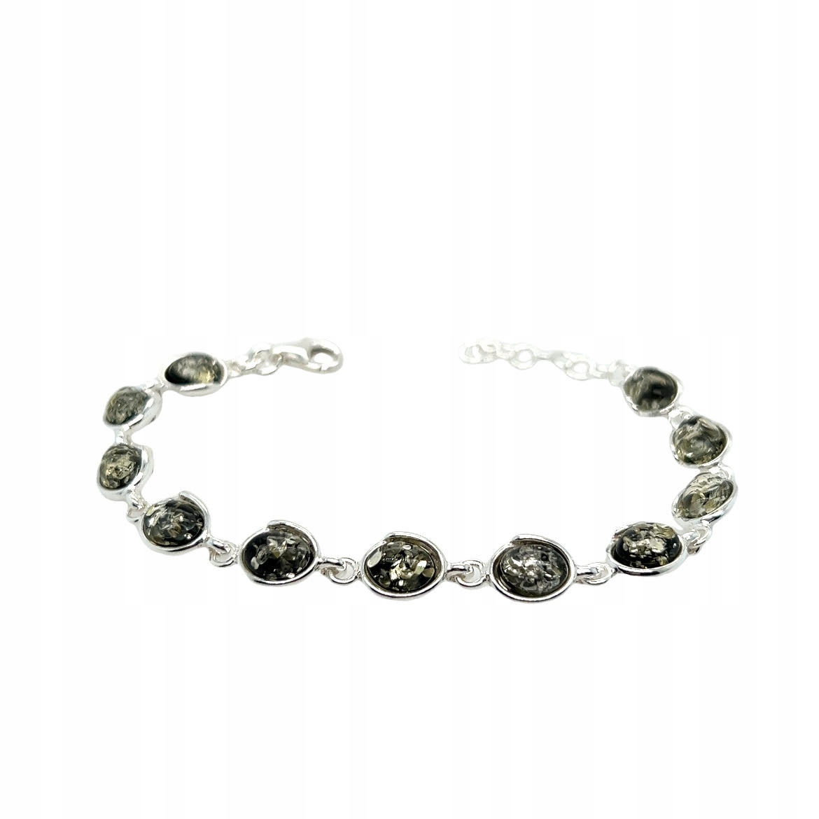 Stříbrný náramek s baltským jantarem Zelené Stříbro 925 Film