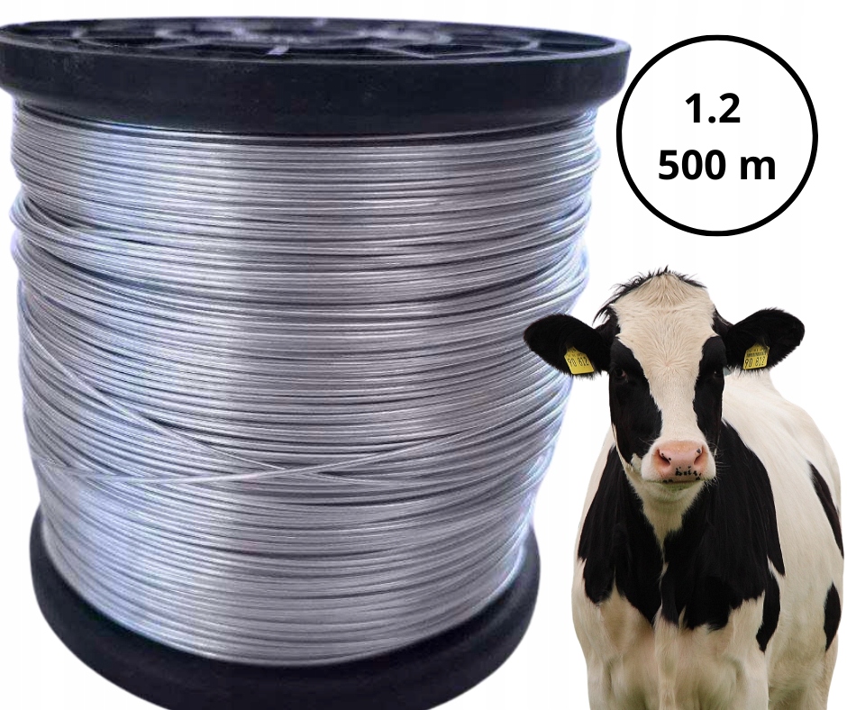 DRUT OCYNKOWANY DO PASTUCHA OGRODZEŃ ELEKTRYCZNYCH 500 m 1.2