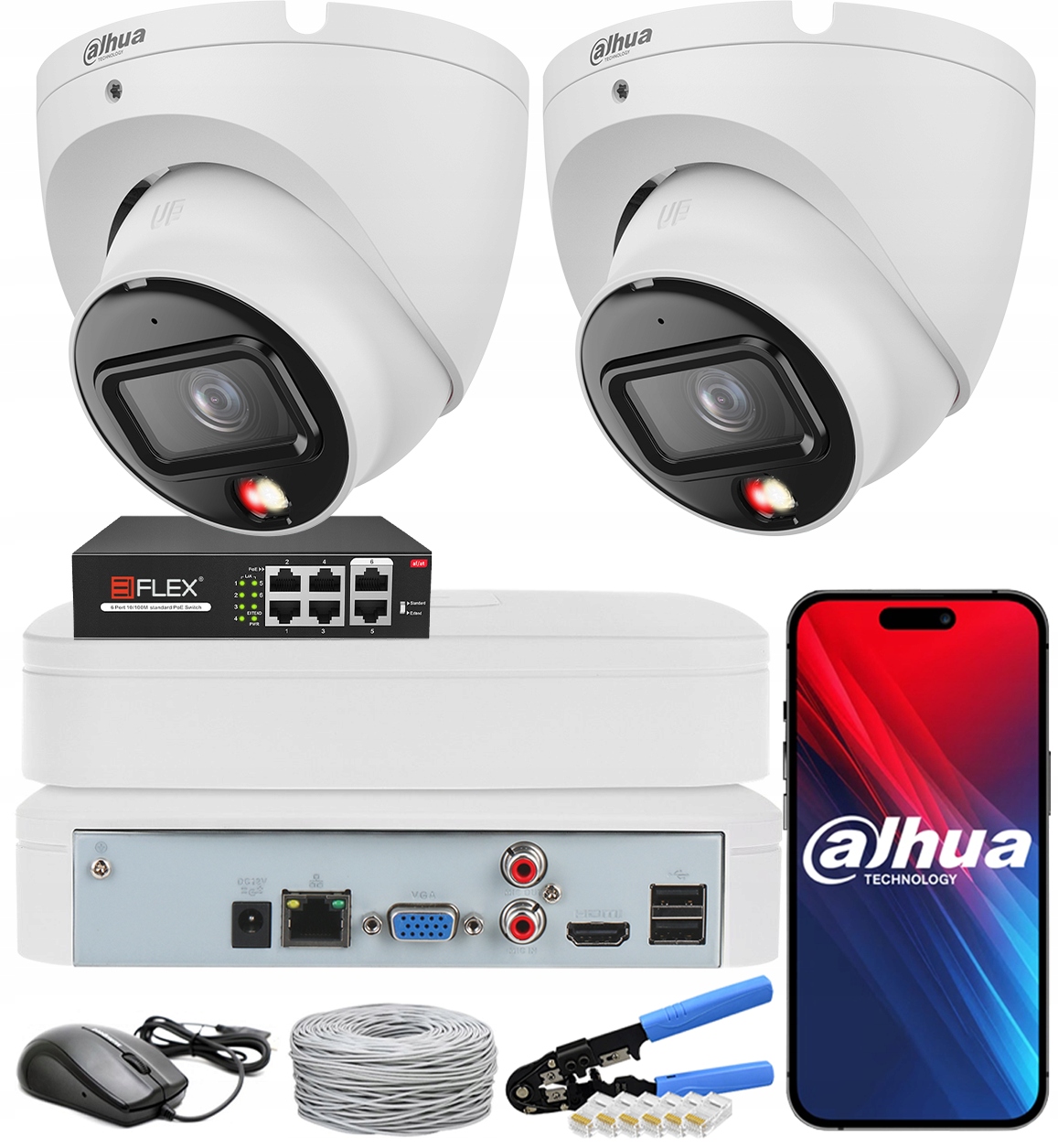 Zestaw do Monitoringu 8MPx Dahua 2 Kamery IPC-HDW1839T-A-IL-0280B PoE