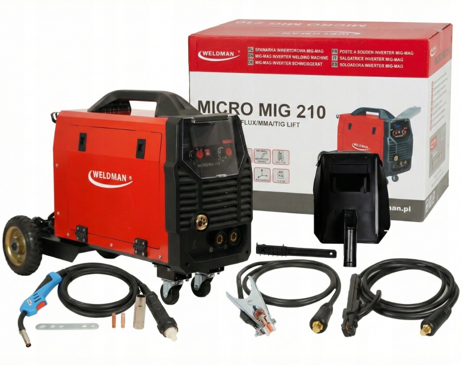 Poloautomatický svařovací invertor Micro Mig 210 Synergie Mig Tig Mma Weldman