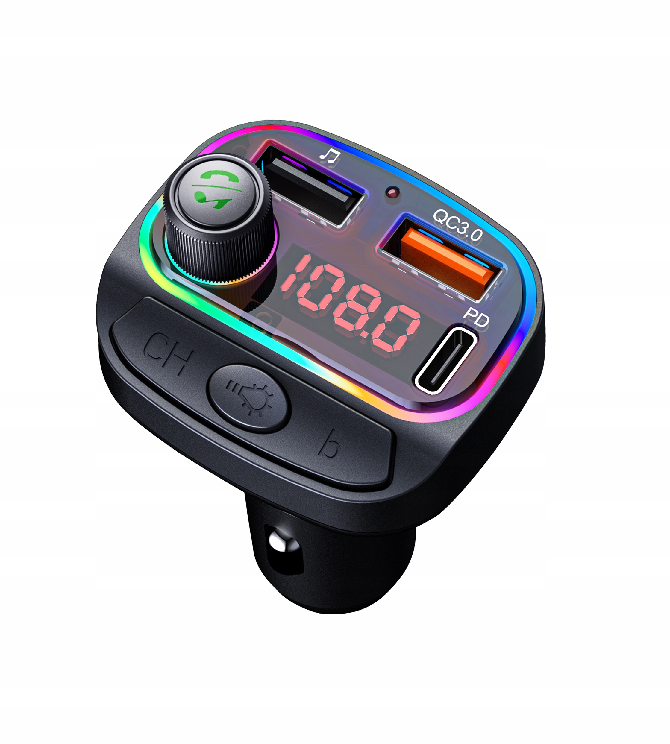 Transmiter FM Bluetooth Szybka Ładowarka QC3.0 USB Model RT-4