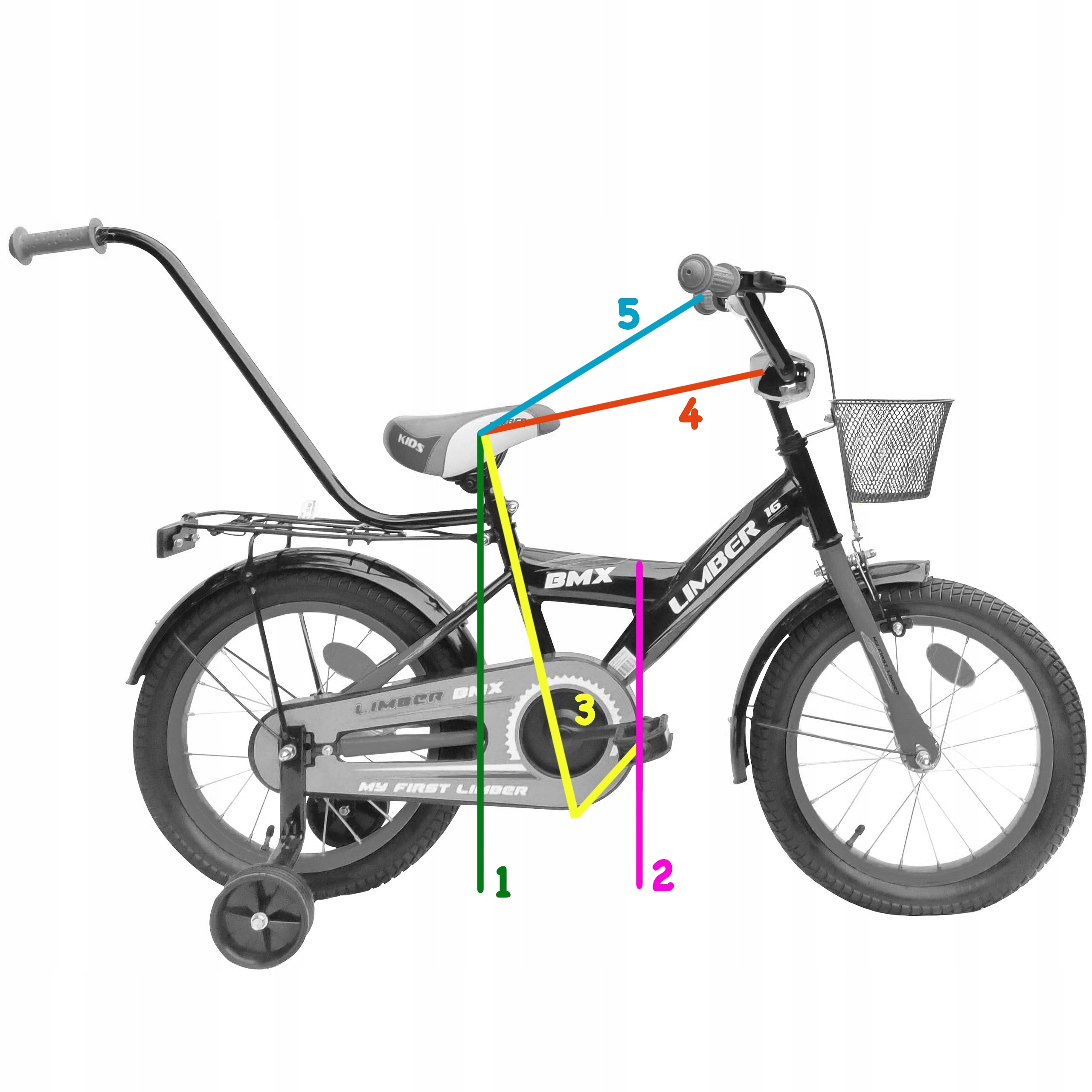 BMX Rower Dziecięcy Rowerek 16 cali + Prowadnik Model 16 Boy