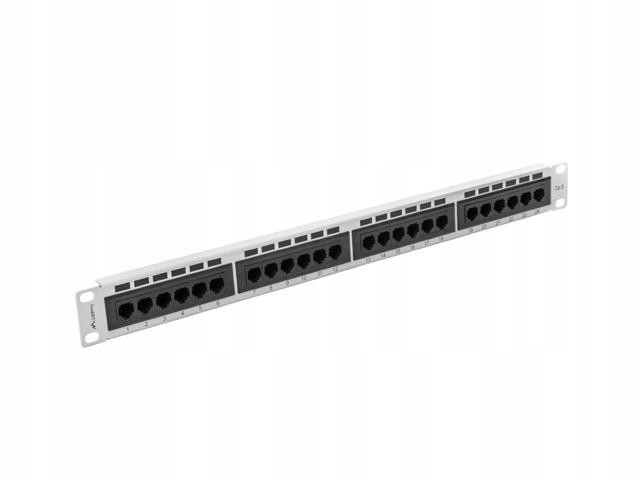 Patch Panel 19" 24 Port 1U Kat.6 šedý Lanberg