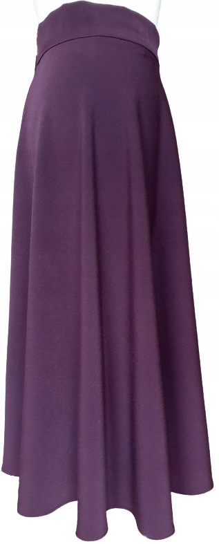 SPÓDNICA MIDI ROZKLOSZOWANA WISKOZA BAKŁAŻAN 34 XS Marka inna