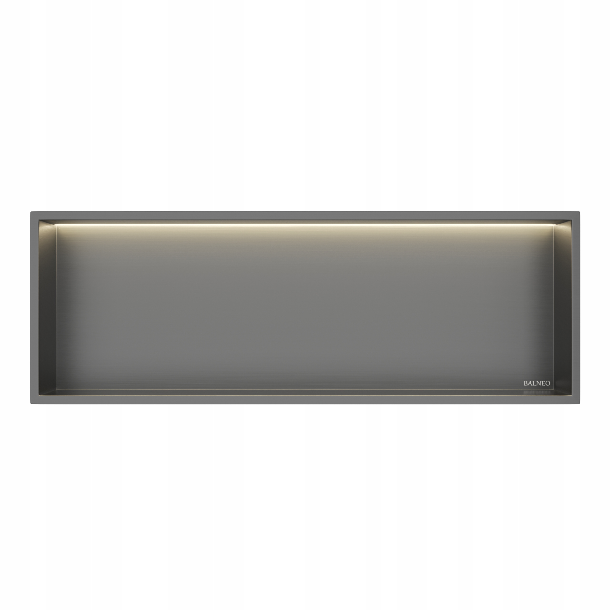 Wall-box One Oceľová Vankúšová Polica Gun Metal s Led 30x90x10 cm Balneo